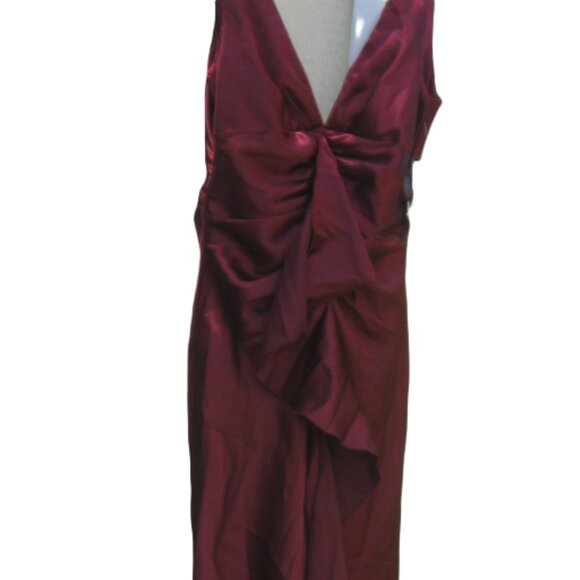 VINTAGE w/ Tag RAMPAGE Burgundy Ruffle Formal Evening Gown 3 *Needs Zipper Pull* - Picture 12 of 16